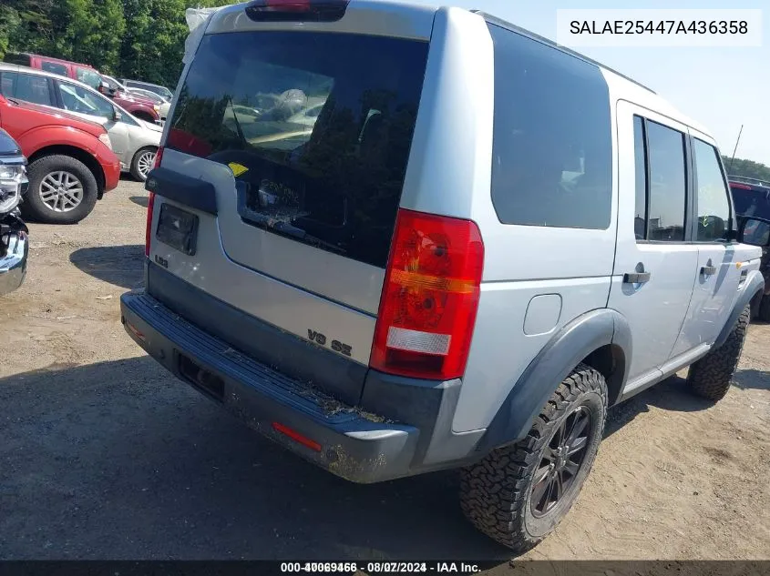 SALAE25447A436358 2007 Land Rover Lr3 V8 Se