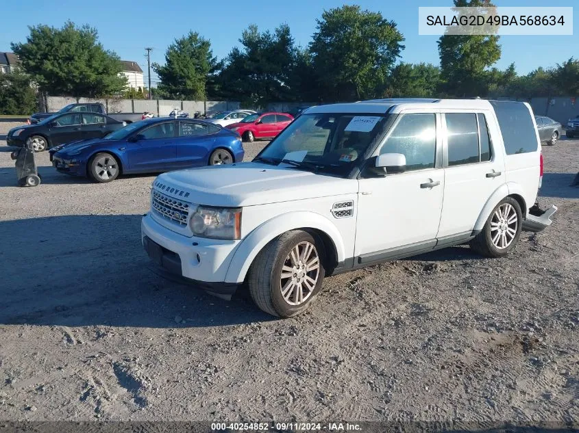 2011 Land Rover Lr4 Hse VIN: SALAG2D49BA568634 Lot: 40254852