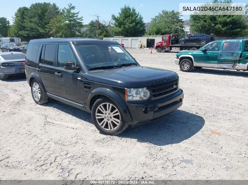 2012 Land Rover Lr4 VIN: SALAG2D46CA647180 Lot: 40179172