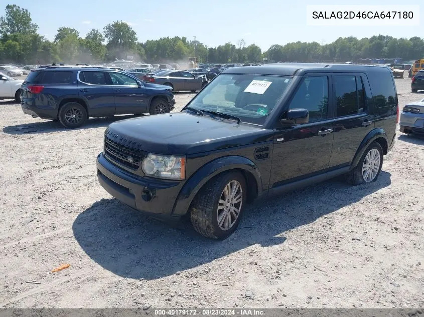 2012 Land Rover Lr4 VIN: SALAG2D46CA647180 Lot: 40179172