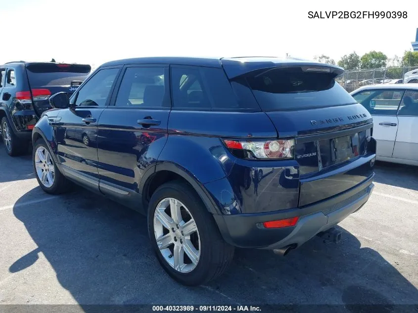 2015 Land Rover Range Rover Evoque Pure Plus VIN: SALVP2BG2FH990398 Lot: 40323989