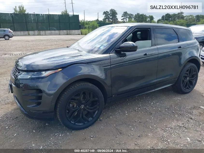 2020 Land Rover Range Rover Evoque R-Dynamic Se VIN: SALZL2GXXLH096781 Lot: 40257149