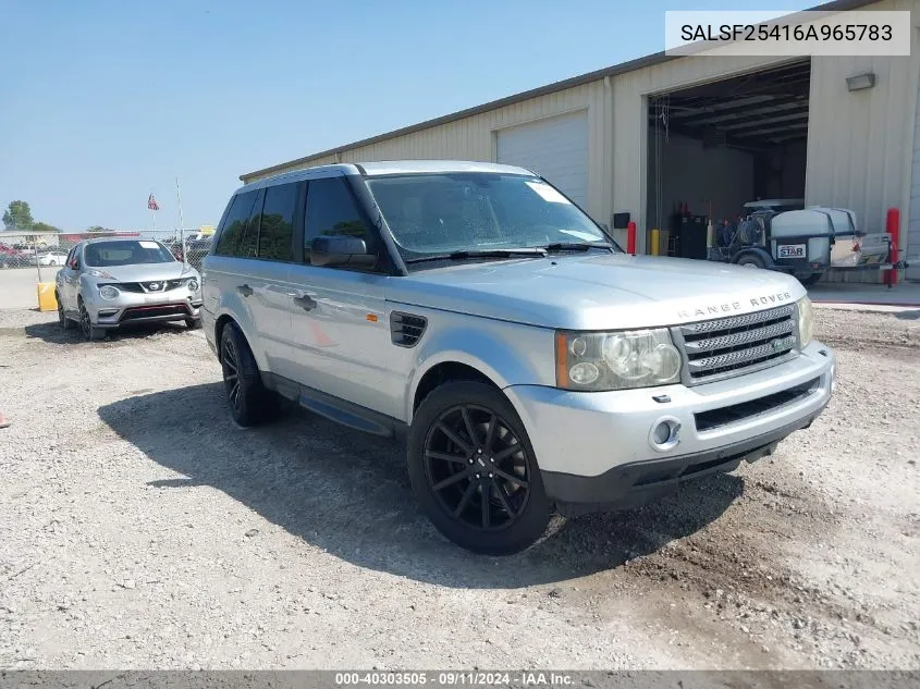 2006 Land Rover Range Rover Sport Hse VIN: SALSF25416A965783 Lot: 40303505