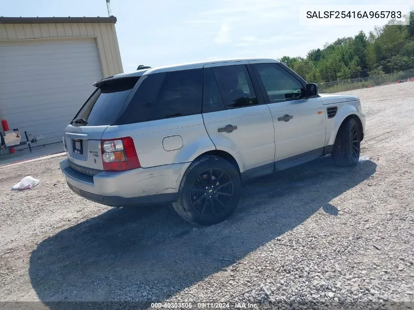 2006 Land Rover Range Rover Sport Hse VIN: SALSF25416A965783 Lot: 40303505