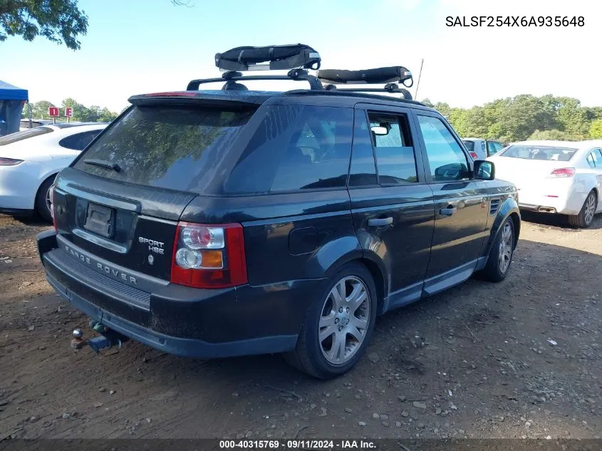 2006 Land Rover Range Rover Sport Hse VIN: SALSF254X6A935648 Lot: 40315769