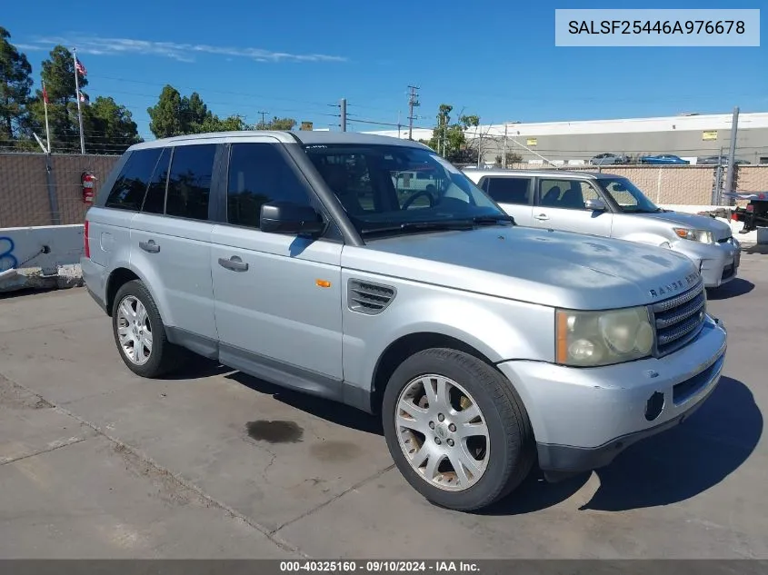 2006 Land Rover Range Rover Sport Hse VIN: SALSF25446A976678 Lot: 40325160