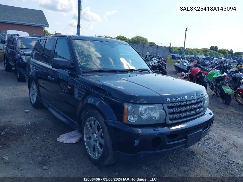 2008 Land Rover Range Rover Sport Hse VIN: SALSK25418A143094 Lot: 12086406