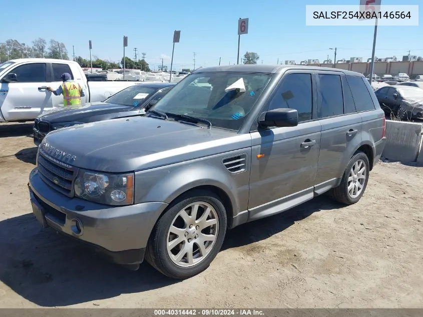 2008 Land Rover Range Rover Sport Hse VIN: SALSF254X8A146564 Lot: 40314442