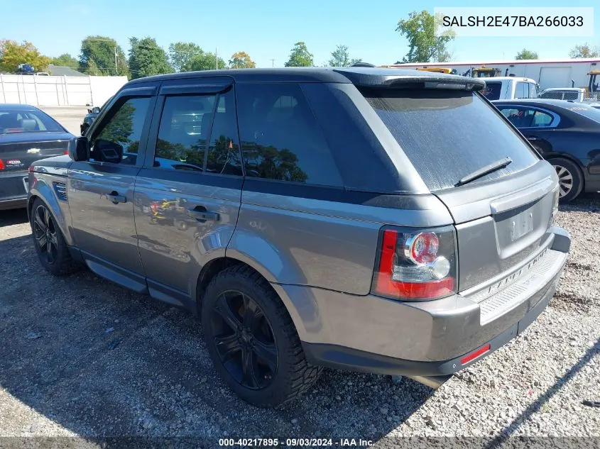 2011 Land Rover Range Rover Sport Supercharged VIN: SALSH2E47BA266033 Lot: 40217895