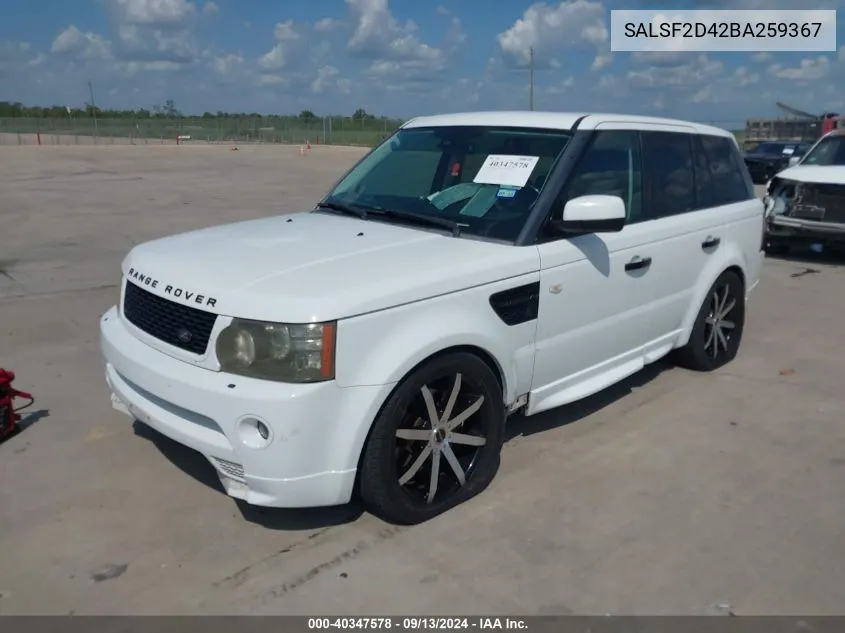 SALSF2D42BA259367 2011 Land Rover Range Rover Sport Hse