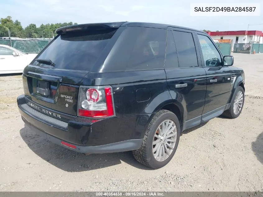 2011 Land Rover Range Rover Sport Hse VIN: SALSF2D49BA284587 Lot: 40354838