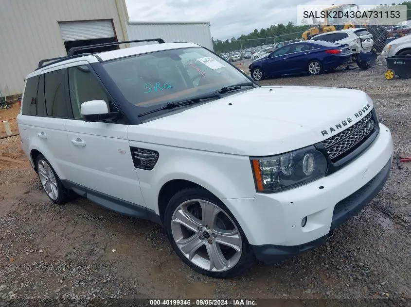 2012 Land Rover Range Rover Sport Hse VIN: SALSK2D43CA731153 Lot: 40199345