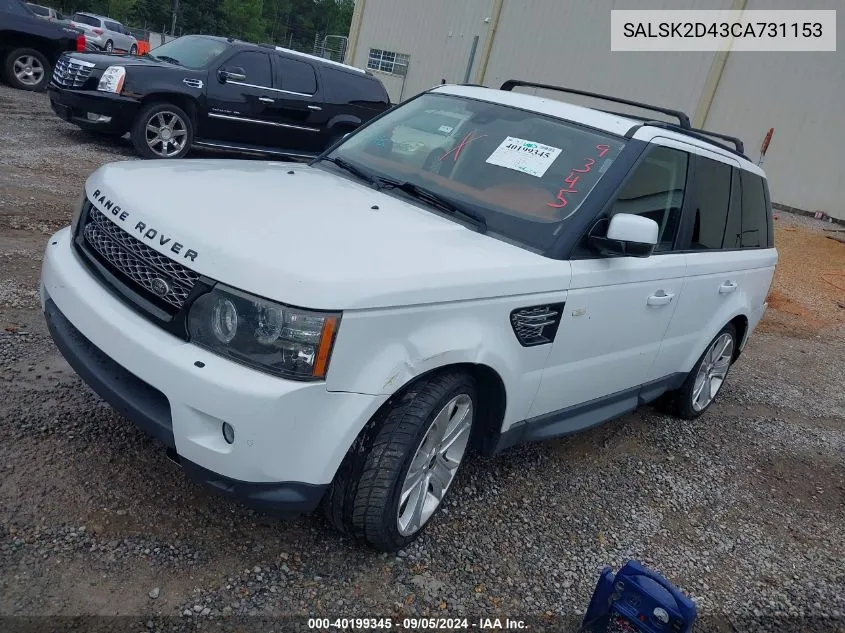 2012 Land Rover Range Rover Sport Hse VIN: SALSK2D43CA731153 Lot: 40199345