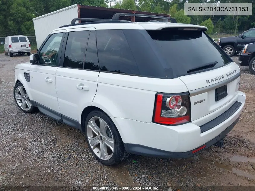 2012 Land Rover Range Rover Sport Hse VIN: SALSK2D43CA731153 Lot: 40199345