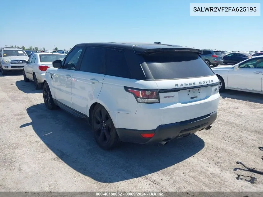 2015 Land Rover Range Rover Sport Sc VIN: SALWR2VF2FA625195 Lot: 40180052