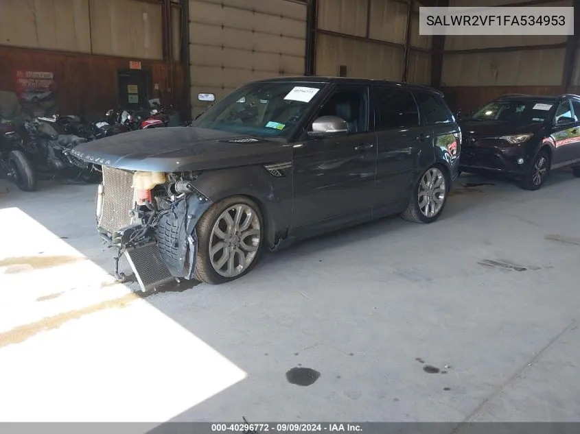 2015 Land Rover Range Rover Sport 3.0L V6 Supercharged Hse VIN: SALWR2VF1FA534953 Lot: 40296772