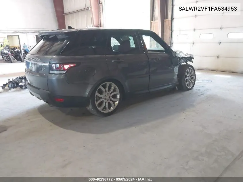 2015 Land Rover Range Rover Sport 3.0L V6 Supercharged Hse VIN: SALWR2VF1FA534953 Lot: 40296772