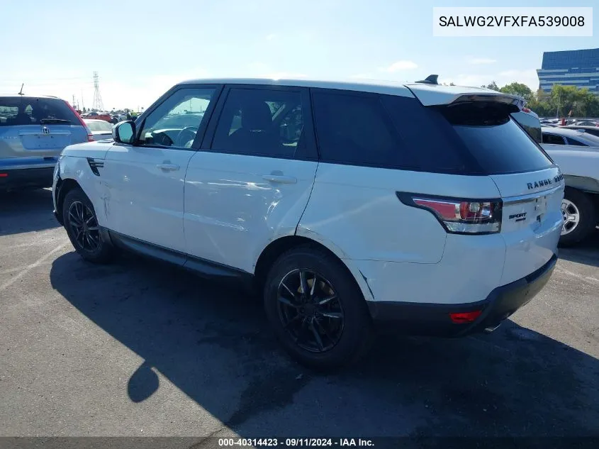 2015 Land Rover Range Rover Sport Se VIN: SALWG2VFXFA539008 Lot: 40314423