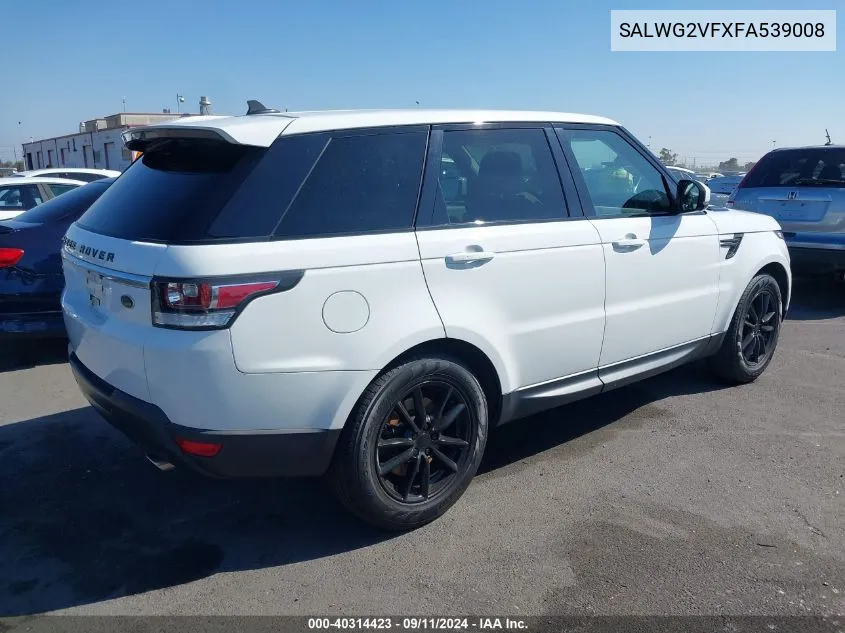 2015 Land Rover Range Rover Sport Se VIN: SALWG2VFXFA539008 Lot: 40314423