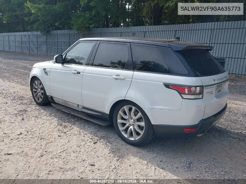 2016 Land Rover Range Rover Sport 3.0L V6 Supercharged Hse VIN: SALWR2VF9GA635773 Lot: 40287210