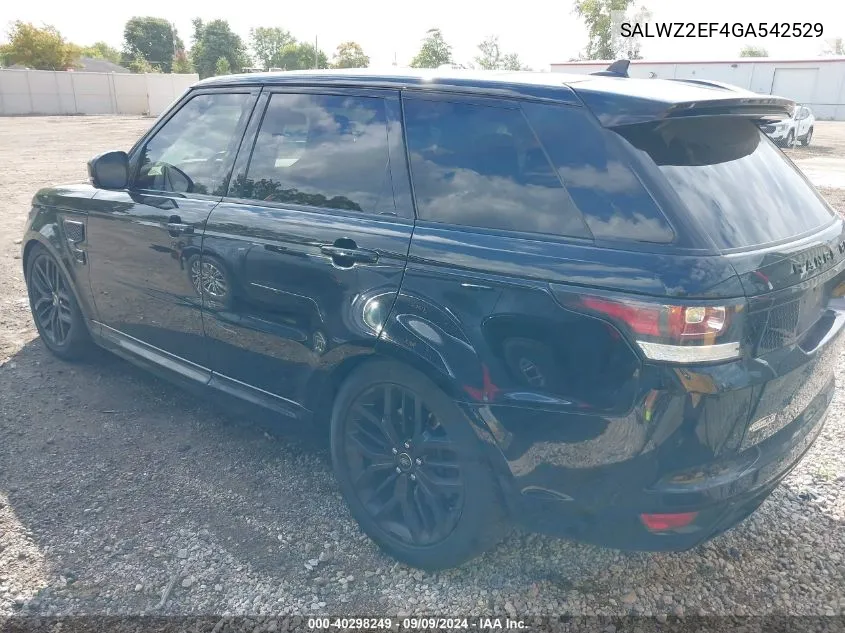 2016 Land Rover Range Rover Sport 5.0L V8 Supercharged Svr VIN: SALWZ2EF4GA542529 Lot: 40298249