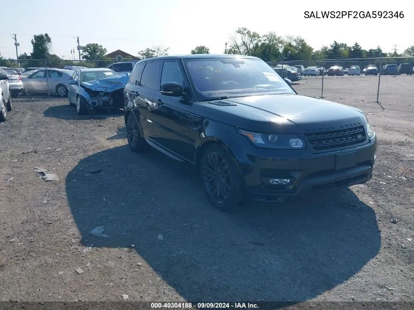 2016 Land Rover Range Rover Sport 3.0L V6 Supercharged Hse VIN: SALWS2PF2GA592346 Lot: 40304188