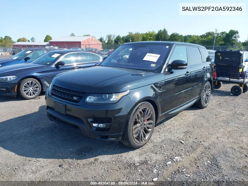 2016 Land Rover Range Rover Sport 3.0L V6 Supercharged Hse VIN: SALWS2PF2GA592346 Lot: 40304188