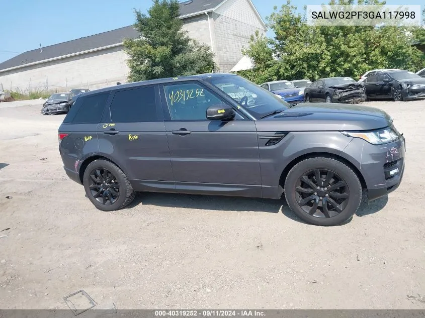 SALWG2PF3GA117998 2016 Land Rover Range Rover Sport Se