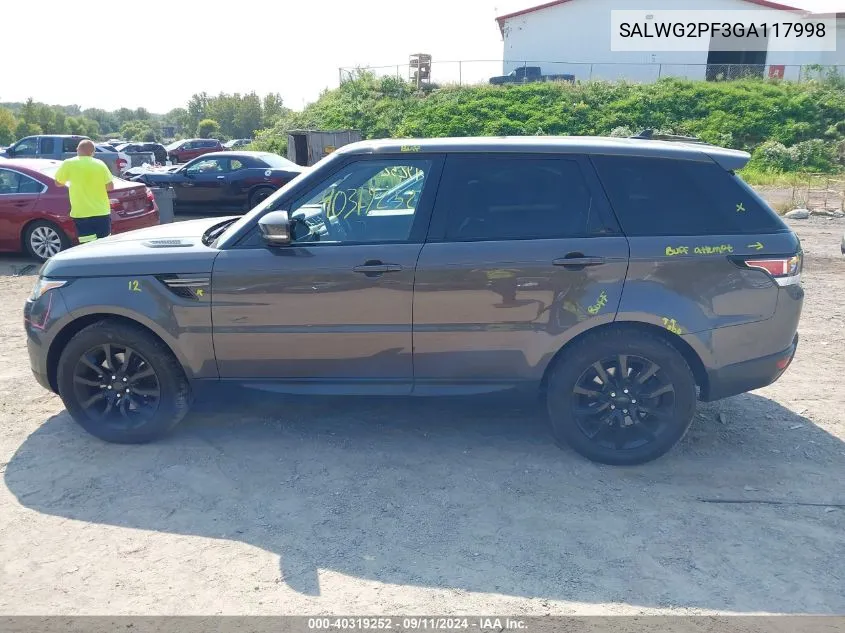 SALWG2PF3GA117998 2016 Land Rover Range Rover Sport Se