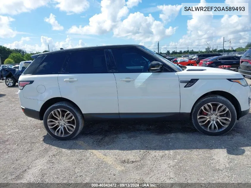 2016 Land Rover Range Rover Sport Sc VIN: SALWR2EF2GA589493 Lot: 40343472