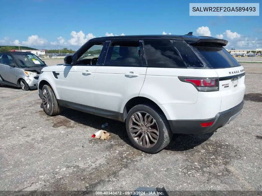 2016 Land Rover Range Rover Sport Sc VIN: SALWR2EF2GA589493 Lot: 40343472