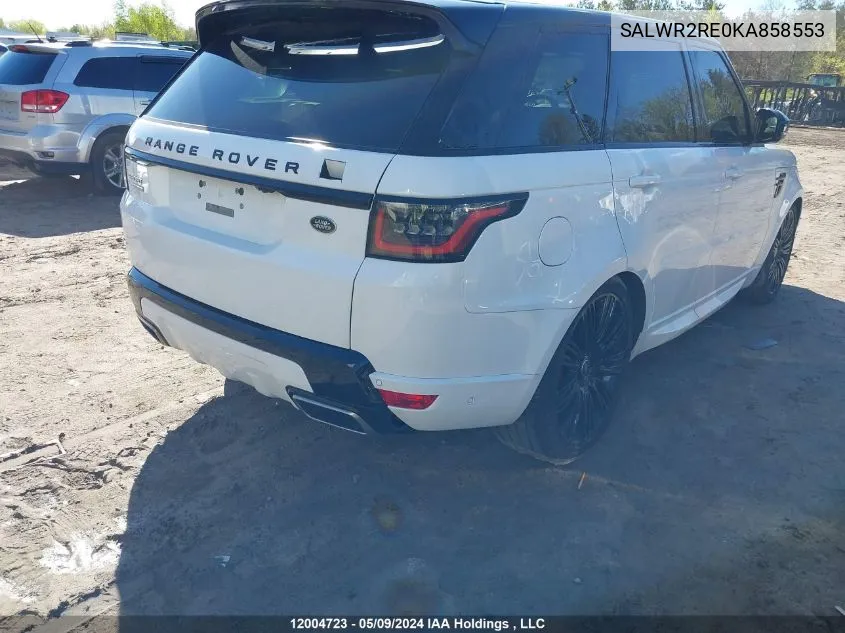 2019 Land Rover Range Rover Sport VIN: SALWR2RE0KA858553 Lot: 12004723