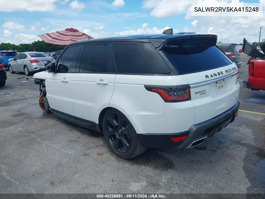 SALWR2RV5KA415248 2019 Land Rover Range Rover Sport Hse