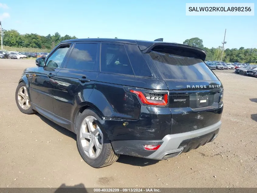 2020 Land Rover Range Rover Sport Se VIN: SALWG2RK0LA898256 Lot: 40326209