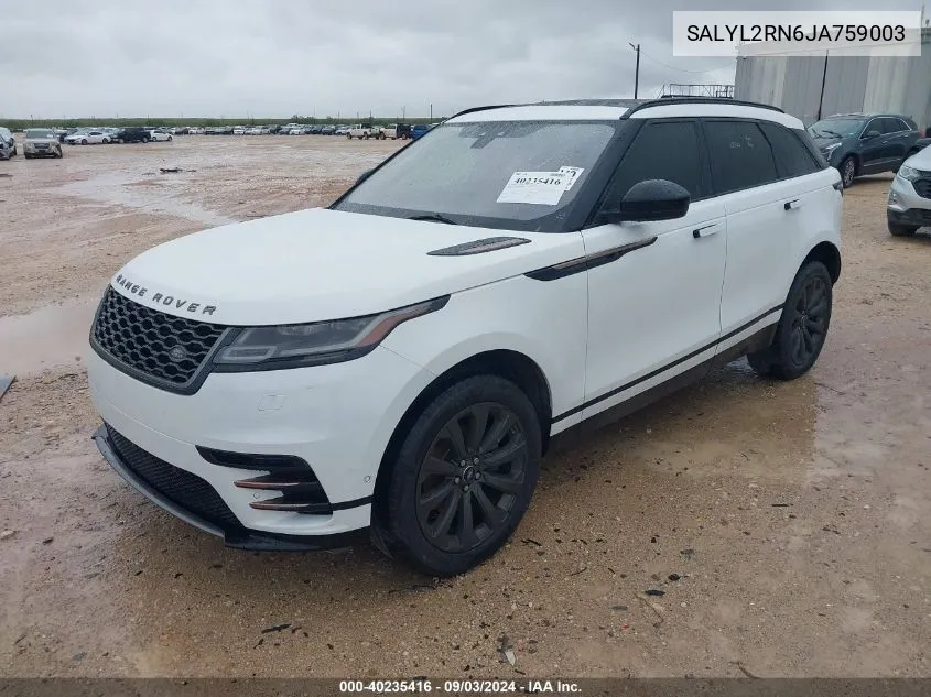 SALYL2RN6JA759003 2018 Land Rover Range Rover Velar D180 Se R-Dynamic