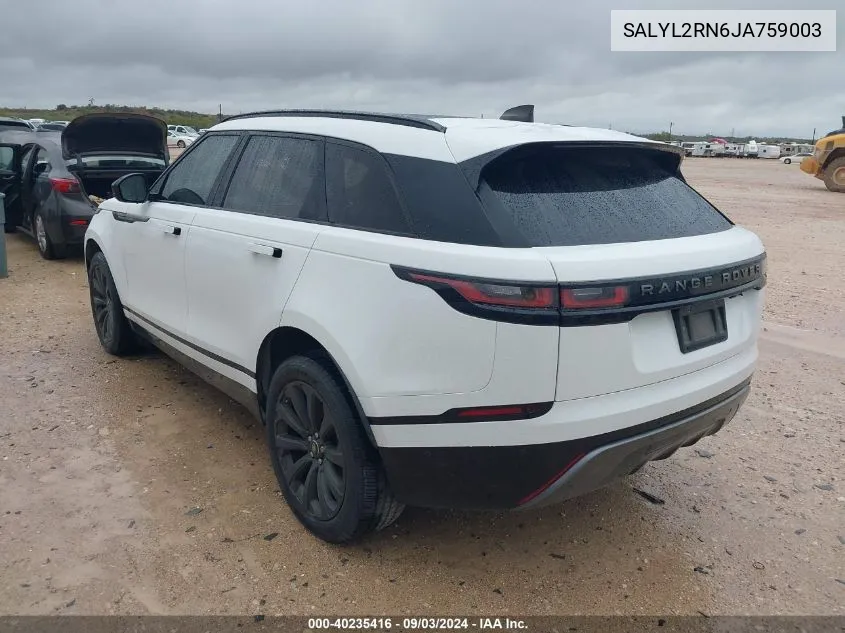 SALYL2RN6JA759003 2018 Land Rover Range Rover Velar D180 Se R-Dynamic