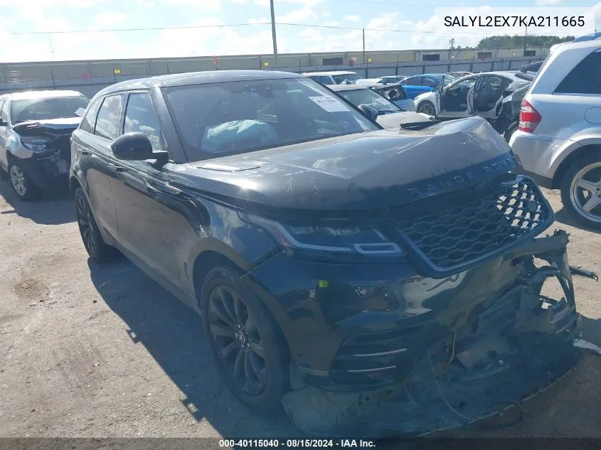 2019 Land Rover Range Rover Velar P250 R-Dynamic Se VIN: SALYL2EX7KA211665 Lot: 40115040