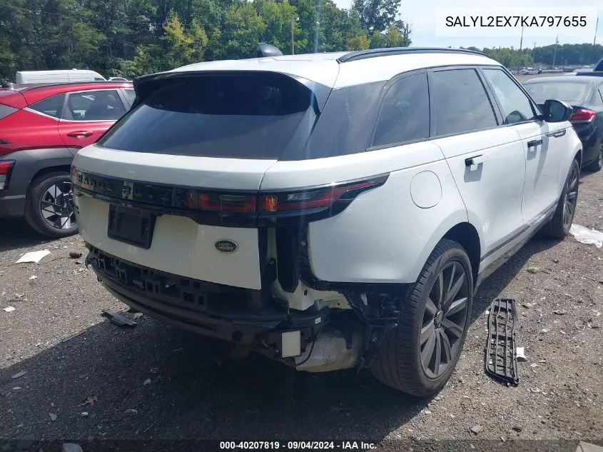 SALYL2EX7KA797655 2019 Land Rover Range Rover Velar P250 R-Dynamic Se