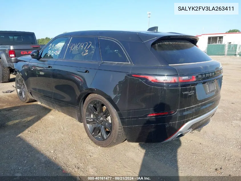 2020 Land Rover Range Rover Velar P340 R-Dynamic S VIN: SALYK2FV3LA263411 Lot: 40161477