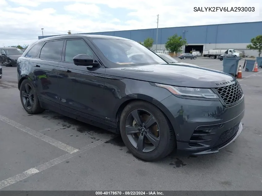 2020 Land Rover Range Rover Velar P340 R-Dynamic S VIN: SALYK2FV6LA293003 Lot: 40179570