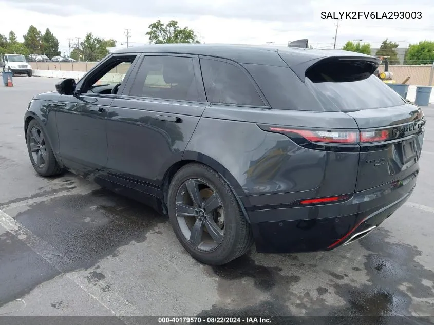 SALYK2FV6LA293003 2020 Land Rover Range Rover Velar P340 R-Dynamic S