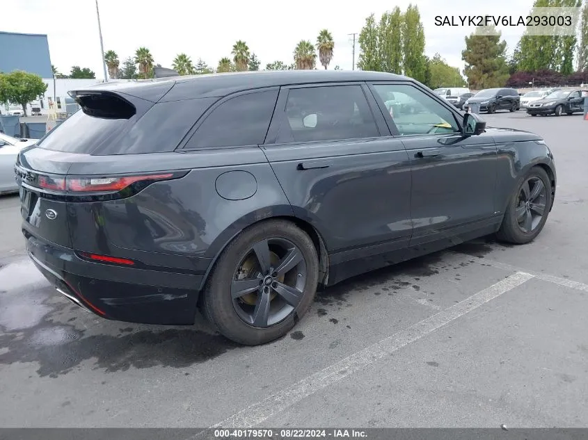 SALYK2FV6LA293003 2020 Land Rover Range Rover Velar P340 R-Dynamic S