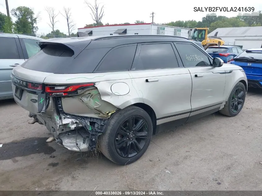 2020 Land Rover Range Rover Velar S VIN: SALYB2FV0LA241639 Lot: 40338026