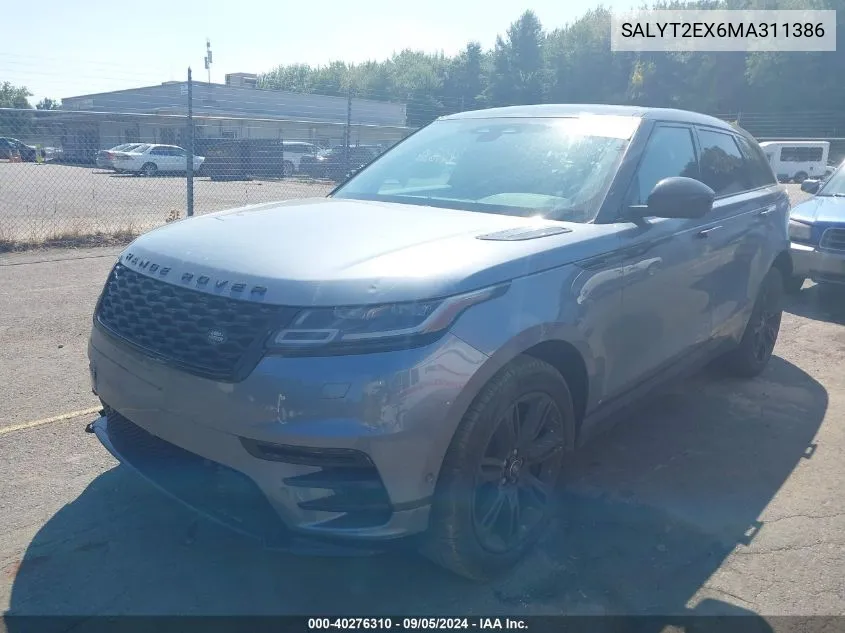 2021 Land Rover Range Rover Velar P250 R-Dynamic S VIN: SALYT2EX6MA311386 Lot: 40276310