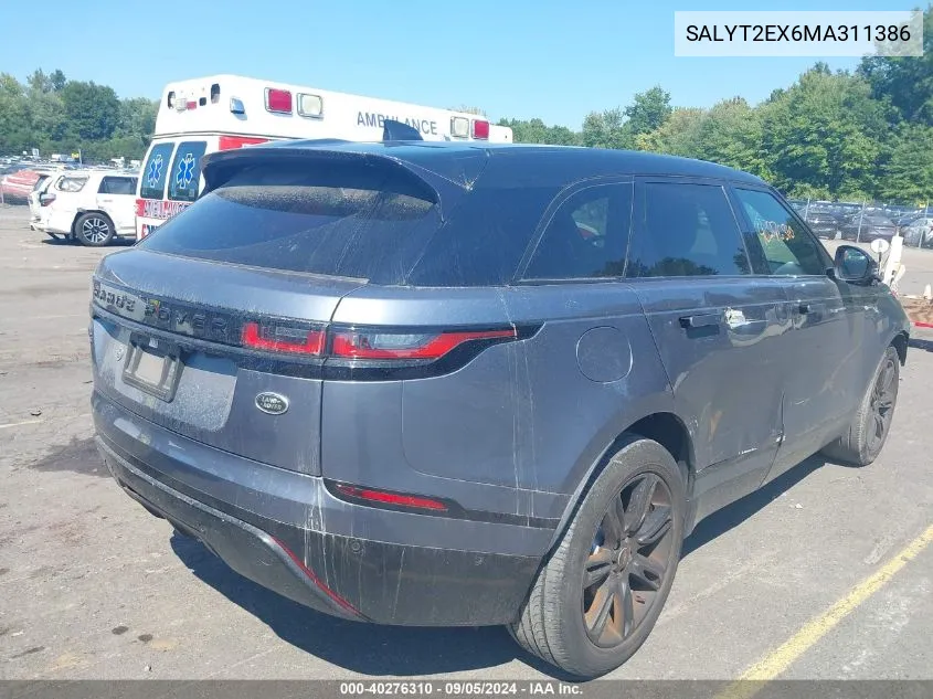 2021 Land Rover Range Rover Velar P250 R-Dynamic S VIN: SALYT2EX6MA311386 Lot: 40276310