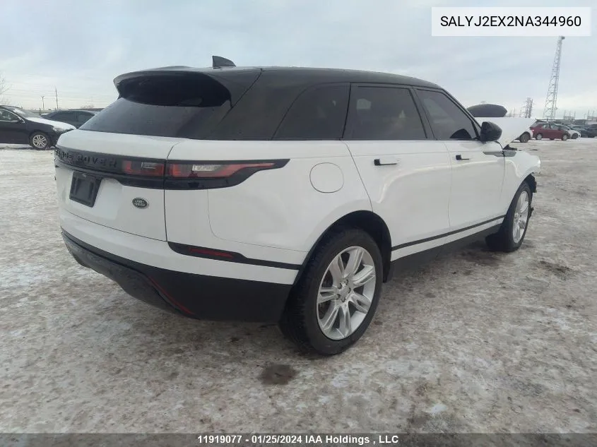 2022 Land Rover Range Rover Velar VIN: SALYJ2EX2NA344960 Lot: 11919077