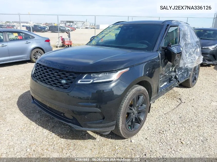 SALYJ2EX7NA336126 2022 Land Rover Range Rover Velar