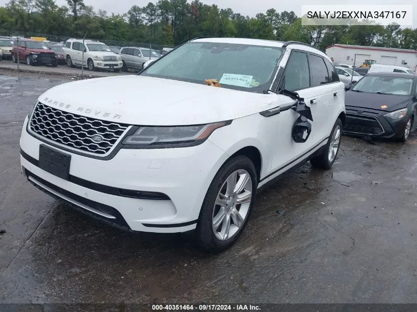 2022 Land Rover Range Rover Velar P250 S VIN: SALYJ2EXXNA347167 Lot: 40351464