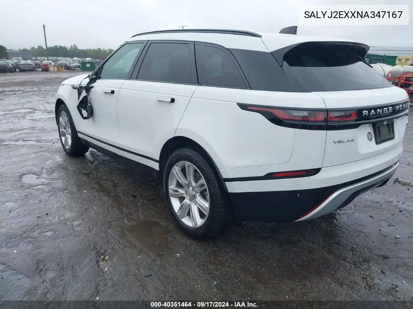 2022 Land Rover Range Rover Velar P250 S VIN: SALYJ2EXXNA347167 Lot: 40351464