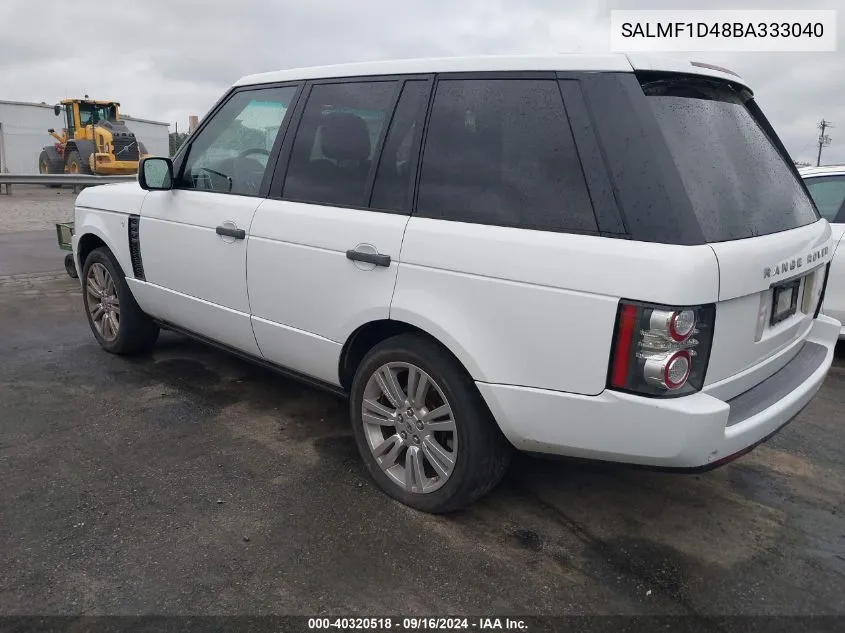 2011 Land Rover Range Rover Hse VIN: SALMF1D48BA333040 Lot: 40320518